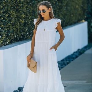 Vici Karmen Pocketed Tiered Maxi Dress